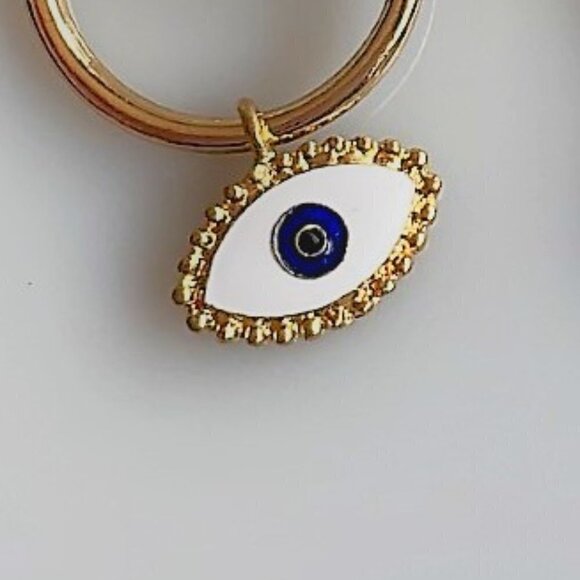 NEW EVIL EYE DOUBLE HOOP EARRINGS GOTH PUNK COSTUME - Picture 5 of 5